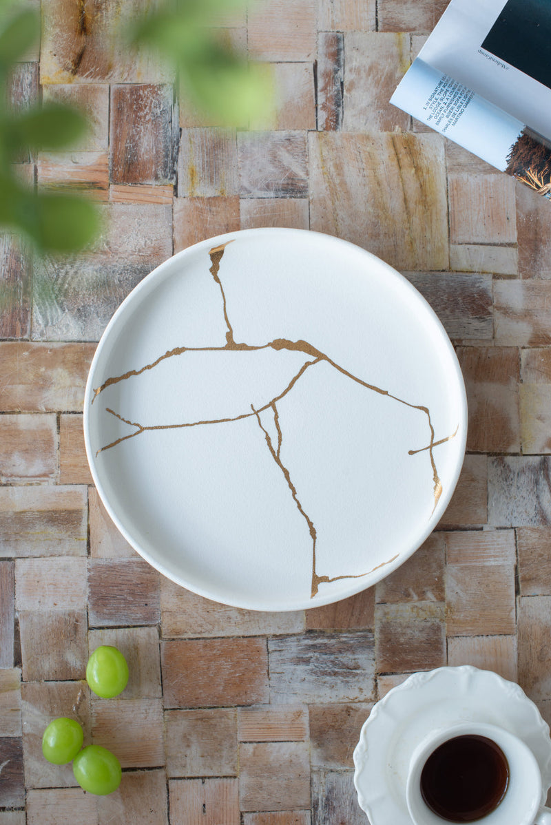 Wabi-Sabi Small Plate - White-Dovetailed &amp; Doublestitched