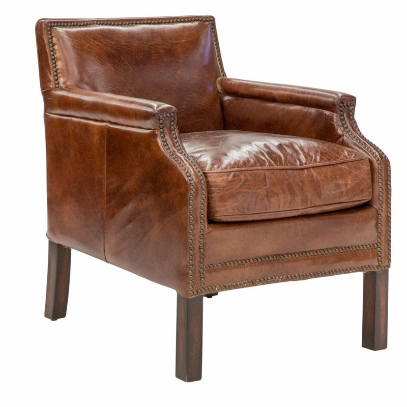 Whiskey Vintage Leather Parlour Chair-Dovetailed &amp; Doublestitched