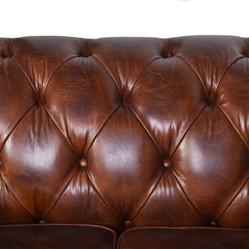 Windsor 2 Seater Vintage Leather Chesterfield Sofa-Dovetailed &amp; Doublestitched