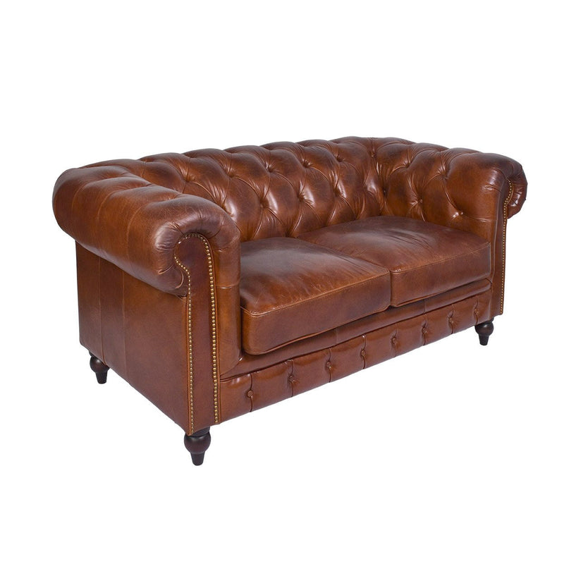Windsor 2.5 Seater Vintage Leather Chesterfield Sofa-Dovetailed &amp; Doublestitched