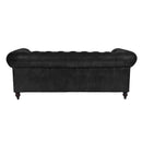 Windsor 3 Seater Black Leather Chesterfield Sofa-Dovetailed &amp; Doublestitched