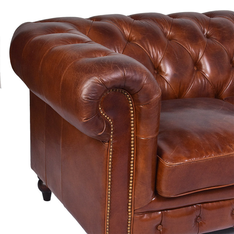 Windsor 4 Seater Vintage Leather Chesterfield Sofa-Dovetailed &amp; Doublestitched