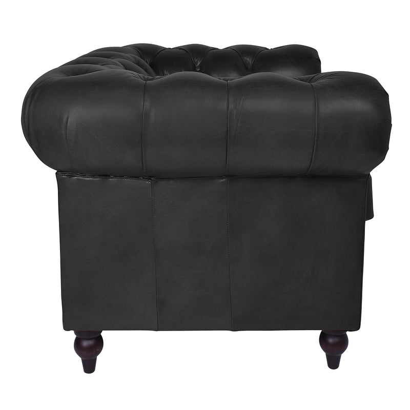Windsor Black Leather Chesterfield Armchair-Dovetailed &amp; Doublestitched